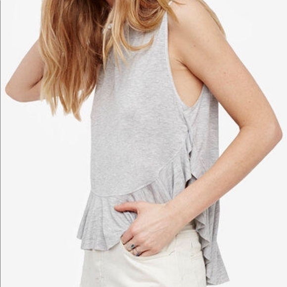 Free People Uptown Ruffled Tank Gray Size XS - Picture 2 of 8